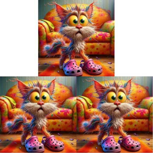 LYEAA 5D DIY Painting Full Round Drill Diamond Painting Cat Kit 40x40cm Home Decor Art Craft Painting von LYEAA