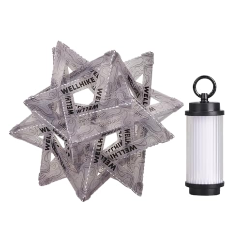 LYEAA Outdoor-Campinglampe mit Polarstern-Lampenschirm, 5-Modus-Lampe, Typ-C-Aufladung, 3-Farben-Licht von LYEAA