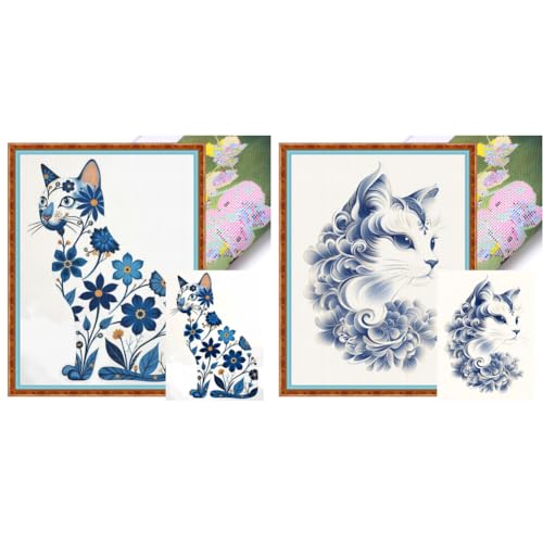 LYEAA Vollsticke Eco-Cotton-Thread 11CT Printed Cat Cross Stitch Kit Art 40x53cm von LYEAA