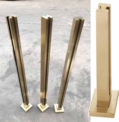 LYFDPN Glasbalustrade postquadratische Glasgeländer nach Gold, Edelstahlglas Balustradensystem Klemmen 1PCs (Gold mid Post) von LYFDPN