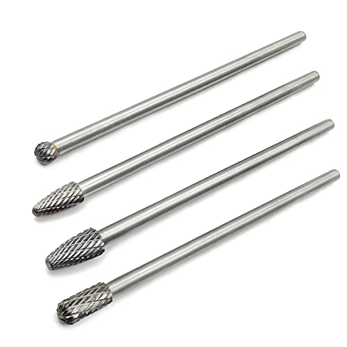 4 Stück 15,2 cm lange Reichweite, Doppelschnitt-Hartmetall-Frässtift-Set, Wolframkarbid-Bit, 0,6 cm Schaft für Heimwerker, Holzbearbeitung, Schnitzen, Bohren, Gravieren, Metallpolieren von LYHLYA