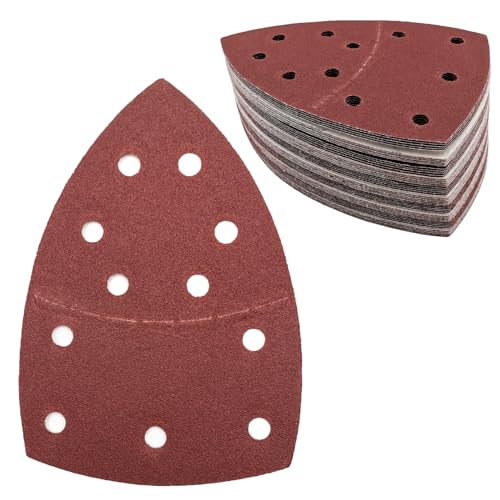 50 Stück Schleifpapier Dreieckschleifer 11-Loch Schleifpads 120 Körnung Klett Schleifpapier Mouse Schleifpapier Schleifblätter für Dreieckschleifer 155 x 108 mm von LYHLYA