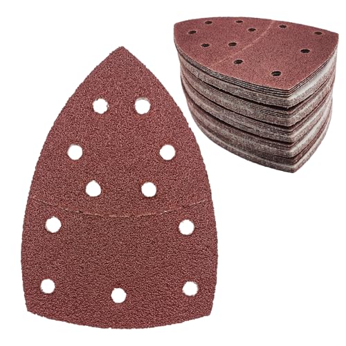 50 Stück Schleifpapier Dreieckschleifer 11-Loch Schleifpads 40 Körnung Klett Schleifpapier Mouse Schleifpapier Schleifblätter für Dreieckschleifer 155 x 108 mm von LYHLYA