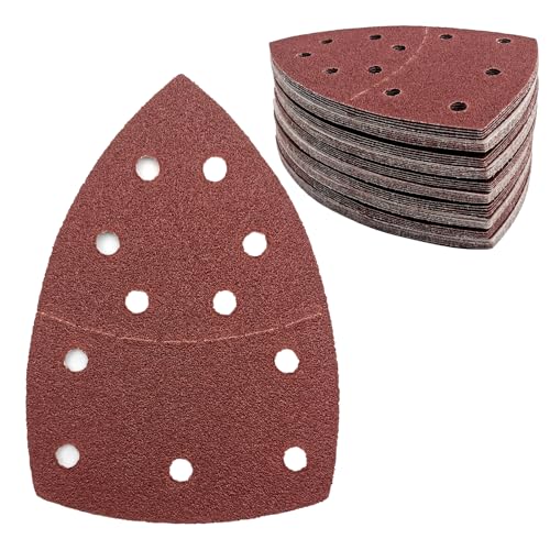 50 Stück Schleifpapier Dreieckschleifer 11-Loch Schleifpads 60 Körnung Klett Schleifpapier Mouse Schleifpapier Schleifblätter für Dreieckschleifer 155 x 108 mm von LYHLYA