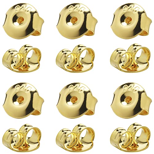 32 Stück Ersatz-Ohrringverschlüsse aus 925er-Silber, 18 Karat vergoldete, hypoallergene Ohrring-Verschlüsse für Ohrstecker, sichere Ohrverriegelung für Ohrstecker, Ohrmutter (Gold) von LYHURK