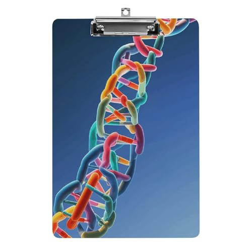 DNA-Klemmbrett für Kettenfotos, stabiles leichtes Acryl-Klemmbrett, A4, Standardgröße 21,6 x 31,8 cm, Büro-Klemmbrett mit flachem Metallclip, niedliches Klemmbrett zum Aufhängen für die Arbeit von LYHVSFJW