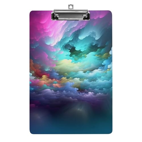 Klemmbrett, stabil, leicht, bunt, Wolken-Acryl, A4, Standardgröße, 21,6 x 31,8 cm, Büro-Klemmbrett mit flachem Metallclip, niedliches Klemmbrett zum Aufhängen für die Arbeit von LYHVSFJW