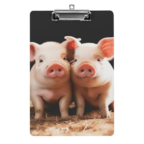 Klemmbrett, stabil, leicht, niedliche Schweine, Acryl-Klemmbrett, A4, Standardgröße 21,6 x 31,8 cm, Büro-Klemmbrett mit flachem Metallclip, niedliches Klemmbrett zum Aufhängen für die Arbeit von LYHVSFJW