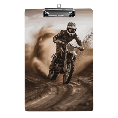 Klemmbrett Stabiles, leichtes Motocross-Klemmbrett aus Acryl, A4, Standardgröße 21,6 x 31,8 cm, Büro-Klemmbrett mit flachem Metallclip, niedliches Klemmbrett zum Aufhängen für die Arbeit von LYHVSFJW