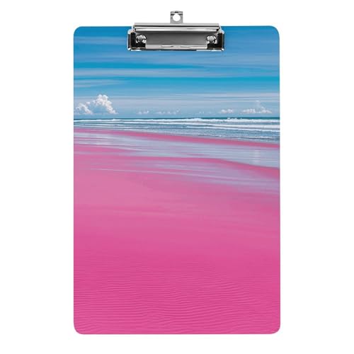 Klemmbrett für Strand, stabiles leichtes Acryl-Klemmbrett, A4, Standardgröße, 21,6 x 31,8 cm, Büro-Klemmbrett mit flachem Metallclip, niedliches Klemmbrett zum Aufhängen für die Arbeit von LYHVSFJW