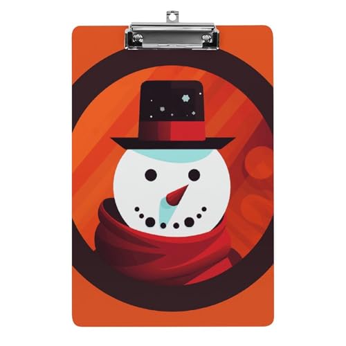 Klemmbrett mit rotem Kreis und Schneemann, stabiles leichtes Acryl-Klemmbrett, A4, Standardgröße 21,6 x 31,8 cm, Büro-Klemmbrett mit flachem Metallclip, niedliches Klemmbrett zum Aufhängen für die von LYHVSFJW