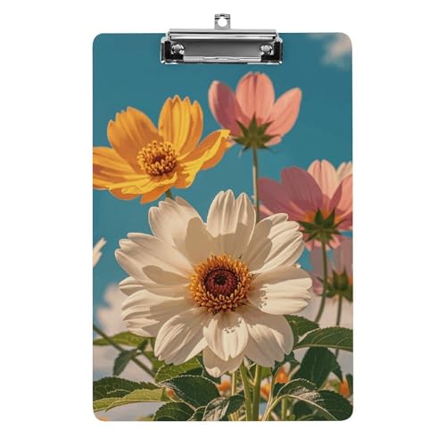 Klemmbrett mit schönen blühenden Blumen, stabiles leichtes Acryl-Klemmbrett, A4, Standardgröße 21,6 x 31,8 cm, Büro-Klemmbrett mit flachem Metallclip, niedliches Klemmbrett zum Aufhängen für die von LYHVSFJW