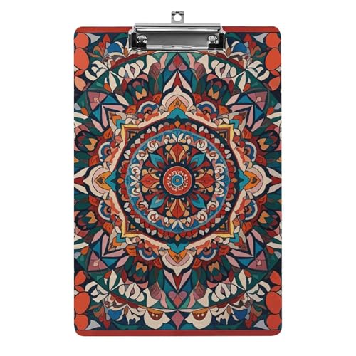 Mandala-Wandteppich-Klemmbrett, stabil, leicht, Acryl-Klemmbrett, A4, Standardgröße, 21,6 x 31,8 cm, Büro-Klemmbrett mit flachem Metallclip, niedliches Klemmbrett zum Aufhängen für die Arbeit von LYHVSFJW