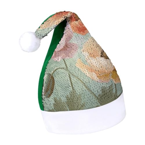 Orange CatsChristmas Hat New Year Santa Hat Extra Thick Plush Xmas Holiday Hat Santa Caps for Holiday Parties, Green-pastell Poppies, 7-8 von LYHVSFJW