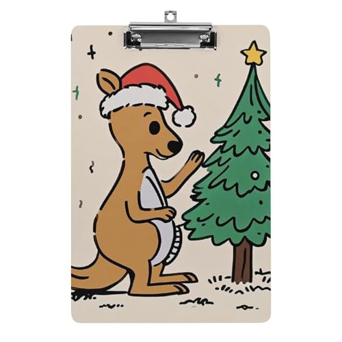 Weihnachts-Känguru-Klemmbrett, stabiles, leichtes Acryl-Klemmbrett, A4, Standardgröße, 21,6 x 31,8 cm, Büro-Klemmbrett mit flachem Metallclip, niedliches Klemmbrett zum Aufhängen für die Arbeit von LYHVSFJW