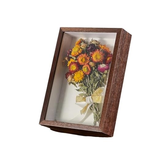 Fotorahmen 2 stücke 3d Foto Rahmen Holz Bilderrahmen Tiefe 5cm Schatten Box Getrocknete Blumen Proben Halter Handgemachte DIY Geschenk Hause decor Für Schlafzimmer, Büro(Deep brown,8inch(20.3x20.3x5cm von LYHYDMA