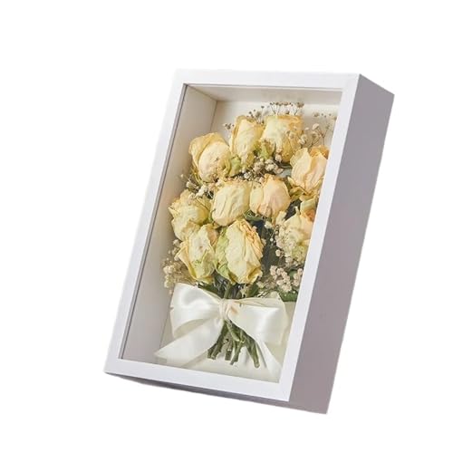 Fotorahmen 2 stücke 3d Foto Rahmen Holz Bilderrahmen Tiefe 5cm Schatten Box Getrocknete Blumen Proben Halter Handgemachte DIY Geschenk Hause decor Für Schlafzimmer, Büro(White,10inch (20x25.4x5cm)) von LYHYDMA