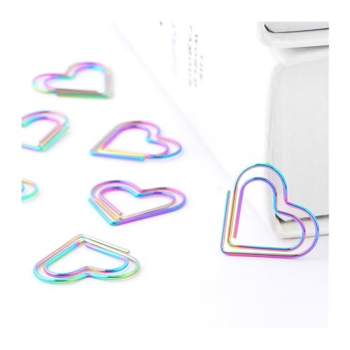 LYHYDMA Büroklammern 12 Teile/Satz Regenbogen Herzförmige Papier Clips Lesezeichen Planer Werkzeuge Scrapbooking Werkzeuge Memo Clip Metall Binder Büroklammer von LYHYDMA