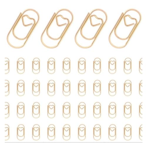 LYHYDMA Büroklammern 150PCS 20mm Mini Lesezeichen Gold Rose Gold Farbe Herz Clip Lesezeichen Metall Büroklammern Binder Clip Büro Zubehör(150PCS golden) von LYHYDMA