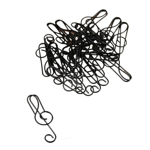 LYHYDMA Büroklammern Metall Kreative Musik Note Förmigen Datei Klemme Büroklammern Lesezeichen Halter Papier Dekorative Clip for Büro Schule Zuhause(Black 20PCS) von LYHYDMA