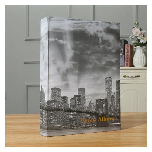 LYHYDMA Fotoalbum 6 Zoll 300 Taschen Fotoalbum Vintage City Print Cover Einlage Fotos Buchhülle Scrapbook Album Hochzeit Erinnerungsgeschenk Für Paare Familien Hochzeiten Gedenkfeiern(C 6inch) von LYHYDMA