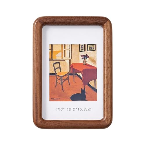 LYHYDMA Fotorahmen Runder Eck-Fotorahmen aus massivem Holz for Aufhängen an der Wand, Bilderrahmen, Zertifikatsrahmen, Hochzeitsfoto Für Schlafzimmer, Büro(Walnut,7 inch) von LYHYDMA