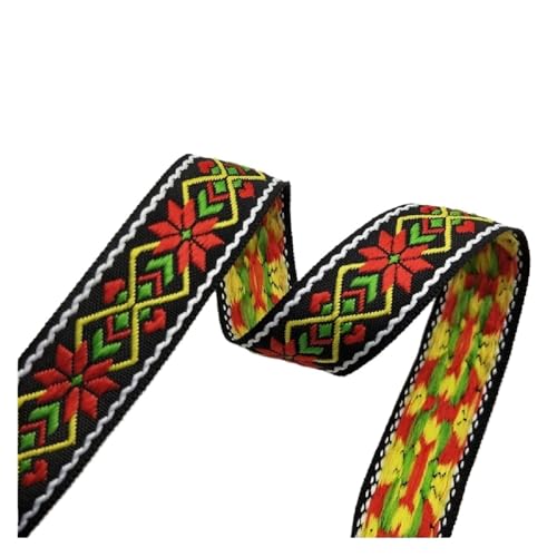 LYHYDMA Gurtband 5 Yards 25mm 1 Zoll Sonnenblumen-Stickerei Jacquard Ribbon Trim Retro Fashion Design Gürtel for Kleidung Taschen Riemen Zubehör(Color-02) von LYHYDMA