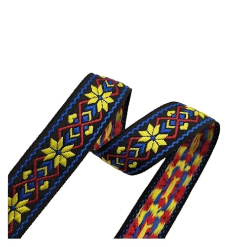 LYHYDMA Gurtband 5 Yards 25mm 1 Zoll Sonnenblumen-Stickerei Jacquard Ribbon Trim Retro Fashion Design Gürtel for Kleidung Taschen Riemen Zubehör(Color-03) von LYHYDMA