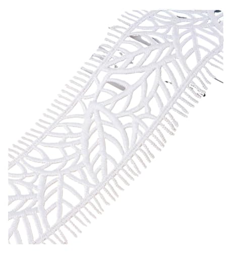 LYHYDMA Gurtband Gurtband 1 Yard 6,2 cm Weiß Schwarz Blatt Textur Getriebe Wimpern Stickerei Hohl Gurtband DIY Kleid Dekorative Band Spitze Party(White) von LYHYDMA