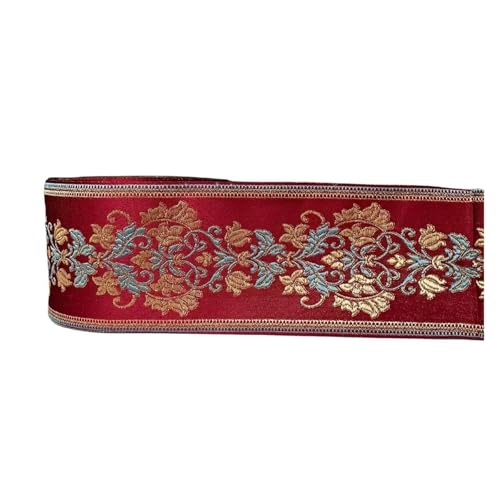 LYHYDMA Gurtband Gurtband 5 Yards gewebtes Jacquardband Spitzenvorhang Bekleidungszubehör(Red) von LYHYDMA