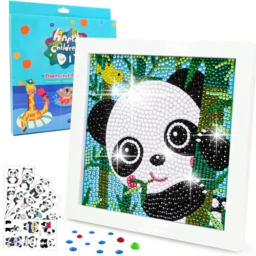 LYJOW 5D Diamond Painting Kinder Tiere 1 PCS DIY 5D Diamant Malerei Bilder Set Full Zubehör Glitzersteinchen Painting Kleine Mädchen Junge Geburtstag Festival Geschenke Kommt mit 5 Panda-Aufklebern von LYJOW