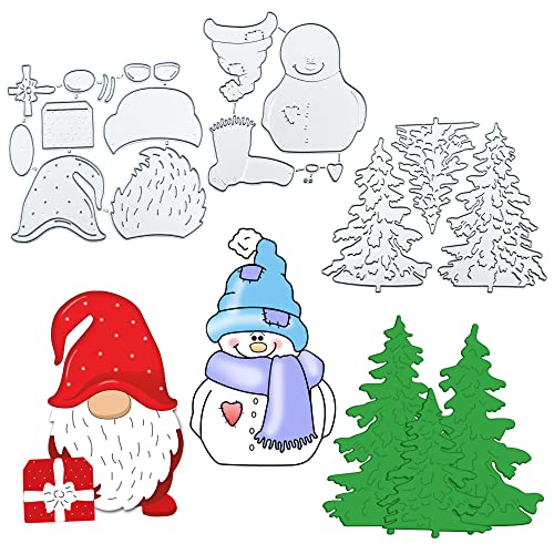 LYLIDIA 3 Sätze Stanzschablonen Weihnachten Stanzformen Metall Scrapbooking Prägeschablonen Schneemann Weihnachtsbaum Wichtel Schablonen DIY Karten Cutting Dies Zeichenschablone Album von LYLIDIA