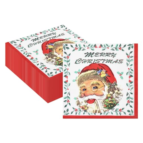 LYLIDIA 80 Stück Papierservietten Weihnachten Weihnachtsmann Servietten 33x33cm Servietten Weihnachten Servietten Weihnachtstisch Dekor von LYLIDIA