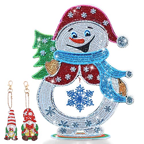 LYLIDIA Diamond Painting Weihnachten Deko Weihnachtsmann Diamond Painting Tisch Dekoration Leuchtend Diamant Malerei Kit Ornamente DIY mit 2 Diamant Schlüsselanhänger für Geschenkidee von LYLIDIA