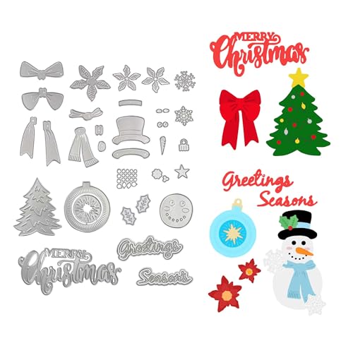 LYLIDIA Stanzschablonen Weihnachten Stanzer Weihnachten Schneemann Weihnachtsbaum Stanzformen Metall Präge Stanzmaschine Neuheiten 2024 Prägestempel für DIY Basteln von Scrapbooking Papierkarten von LYLIDIA