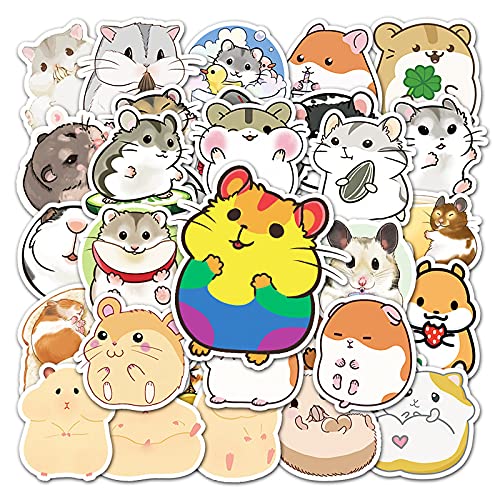 LYLSDSB 50 Stück Hamster Aufkleber Niedliche Tier Aufkleber für Laptop Skateboard Snowboard Gitarre Gepäck Auto MotorradWasserflasche Telefon, wasserdichte Cartoon Kawaii Aufkleber für Teens Kinder von LYLSDSB