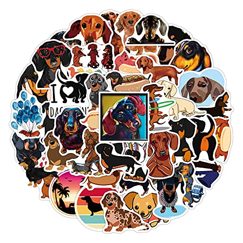 LYLSDSB 50 Stück Dackel Aufkleber Kawaii Tier Hunde Sticker für Laptop Skateboard Fahrrad DIY Dekoration Scrapbook Tagebuch Fotoalbum Koffer Motorrad Autos Vinyl Graffiti Aufkleber von LYLSDSB