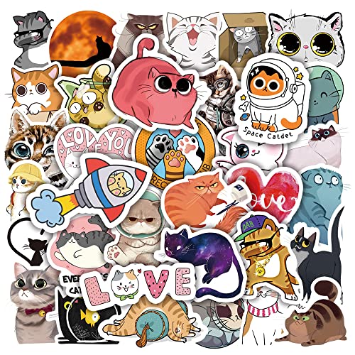 Nette Katze Aufkleber 50 Stück Wasserfest Kawaii Tier Aufkleber für Wasserflaschen Skateboard Laptop Auto Fahrrad Scrapbook Motorrad Koffer Gepäck,Vinyl Aesthetic Sticker für Kinder Teenager Mädchen von LYLSDSB