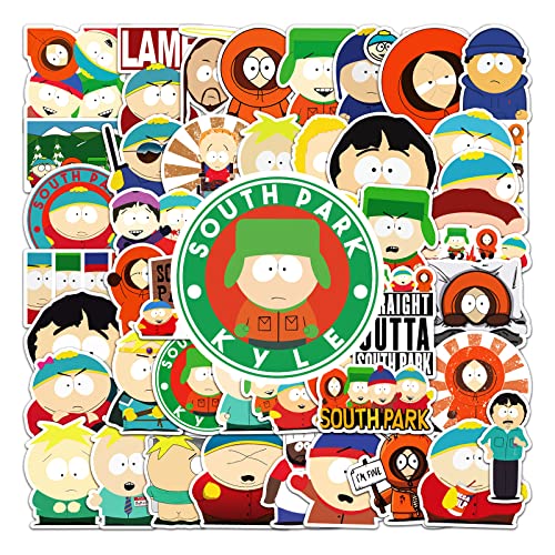 South Park Aufkleber 50 Stück Vinyl Cartoon Animation Aufkleber für Laptop Waterbottle Fahrrad Scrapbook Skateboard Gitarre Travel Gepäck Auto Motorrad,Party Geschenk für Kinder Teens Erwachsene von LYLSDSB