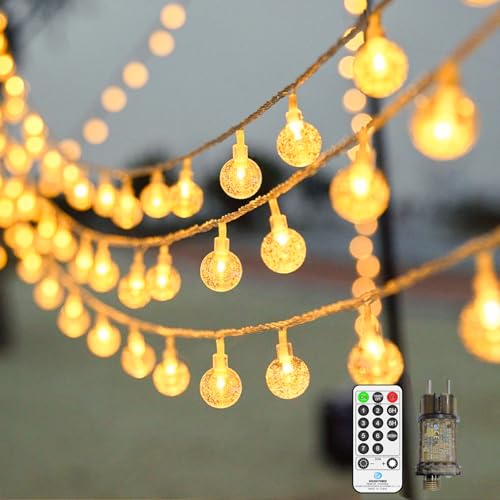 LYNNON 20m 120 LED Lichterkette Kugel Außen mit Stecker Warmweiß Dimmbar Lichterkette Outdoor Wasserdicht 8 Modi für Innen Zimmer Kinderzimmer Balkon Camping Zelt Party Hochzeit Weihnachtsbaum Deko von LYNNON