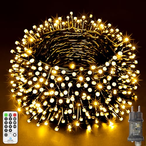 LYNNON 15m 500 LED Lichterkette Außen Warmweiß Lichterkette Outdoor Wasserdicht 8 Modi mit Fernbedienung und Timer, Lichterkette Innen für Party Hochzeit Ostern Garten Balkon Weihnachtsbaum deko von LYNNON