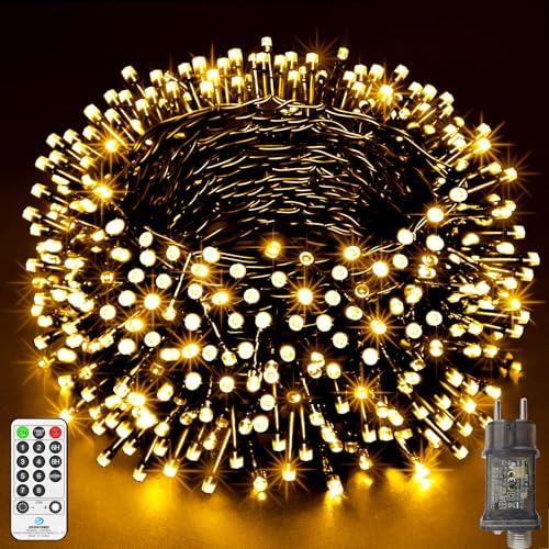 LYNNON 42m 1400 LED Lichterkette Außen Warmweiß Lichterkette Outdoor Wasserdicht 8 Modi mit Fernbedienung und Timer, Lichterkette Innen für Party Hochzeit Ostern Garten Balkon Weihnachtsbaum deko von LYNNON