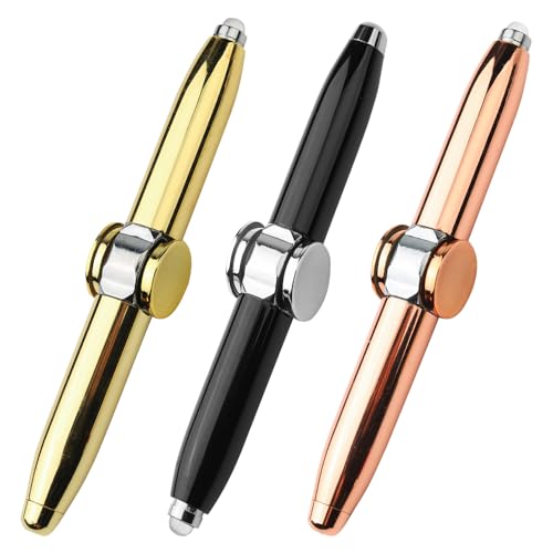 LYPPUL 3 Stück Fidget Pen, Fidget Spinner Pen mit LED-Licht, Gyro Kugelschreiber Geschenkstift Zum Stressabbau, Lustig Multifunktions Stift für Teenager Männer Frauen Vatertag geschenk von LYPPUL