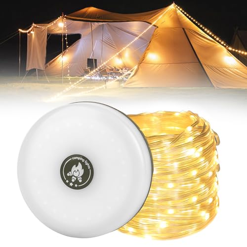 LYPPUL Camping Lichterkette Aufrollbar, 10M Wiederaufladbare LED Lichterkette Außen Innen mit 5 modi, Wasserdicht Campinglampe USB Aufladbar, Tragbare Camping-Lichter für Party Camping Reisen Dekor von LYPPUL