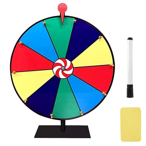 LYPPUL Glücksrad zum Drehen, 30cm Glücksrad Spielzeug, Wheel of Fortune mit Radiergummi und Markierstift, Glücksrad zum Selbstgestalten, Gluecksrad für Lotteriespiele Wortspiele Karneval von LYPPUL