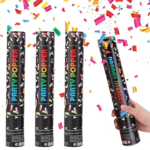 LYPPUL Konfettikanonen, 4 Stück Party Popper, Konfetti Shooter, Konfettikanone xxl, 5-8m Effekthöhe, Biologisch Abbaubares Konfetti Partykanonen für Hochzeit, Geburtstag, Babyparty, Absolvent von LYPPUL