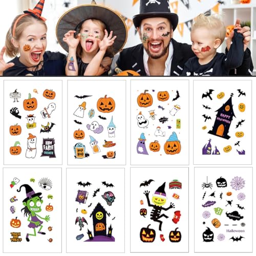 LYQNIHOB 8 Bilder Halloween Aufkleber, Happy Halloween Sticker für Party Tasche Füller, Halloween-Themen-Aufkleber, Geist Kürbis Dämon Zauberer für Halloween Dekoration Party Favors von LYQNIHOB