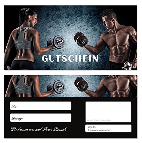 10 Stück Geschenkgutscheine (Fitness-708) Gutscheine Gutscheinkarten für Bereiche wie Kraftsport Gesundheit Wellness Sportstudio von LYSCO