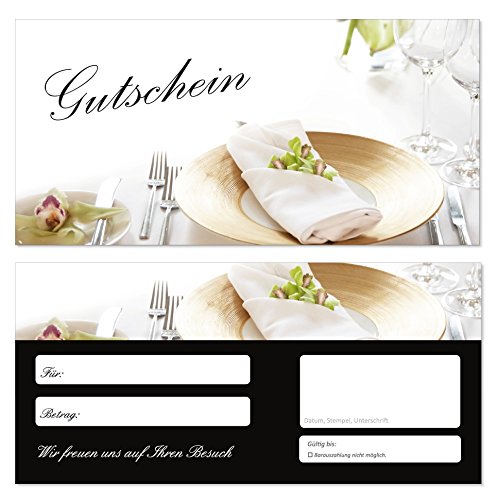 10 Stück Geschenkgutscheine (Tischgedeck-685) Gutscheine Gutscheinkarten für Gastronomie Bereiche wie Restaurant Gaststätte Lieferdienst von LYSCO