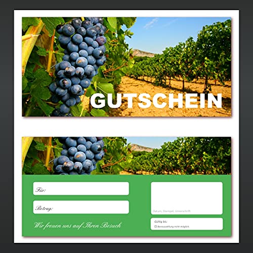 10 Stück Geschenkgutscheine (Wein-620) Gutscheine Gutscheinkarten für Bereiche wie Gastronomie, Weinhandel, Restaurant, Getränkehandel von LYSCO